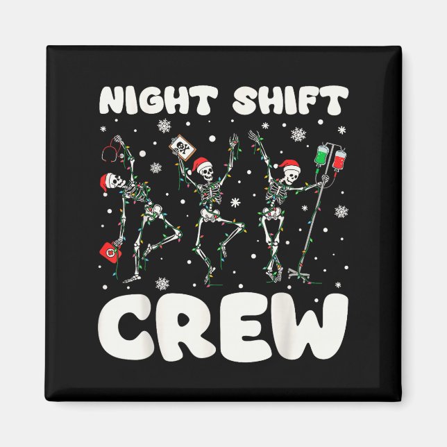 Skelett-Krankenschwester tanzt Weihnachts-Nachtsch Magnet (Vorne)