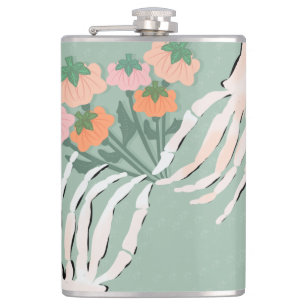 Skelett-Kürbis-Strauß Halloween Flachmann