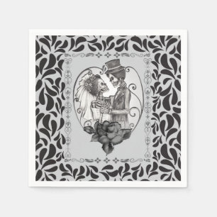 Skelett Liebespaar Hochzeit Tanz Gothic Hochzeitsf Serviette