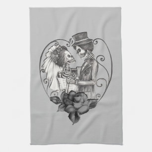 Skelett Liebespaar Hochzeit Tanz Jede Farbe Geschirrtuch