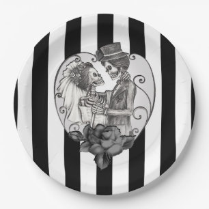 Skelett Liebespaar Hochzeitstanz Gothic Hochzeit Pappteller