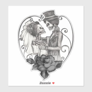 Skelett Liebespaar Hochzeitstanz Hochzeit Aufkleber