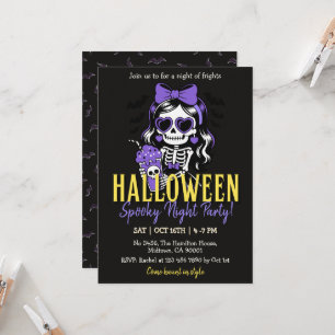 Skelett-Mädchen Halloween Gruselige Nachtparty Lil Einladung