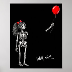 Skelett-Mädchen mit Ballon Gothic Halloween Poster