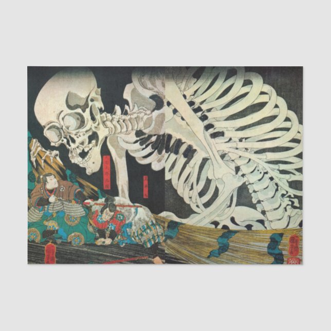 Skelett, manipuliert von Hexe, Kuniyoshi Seidenpapier (Vorderseite)