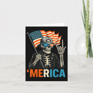Skelett Merica Rock Amerikanische Flagge Patriotis Karte