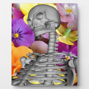Skelett mit Blume Fotoplatte