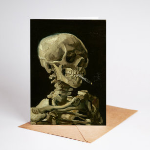 Skelett mit brennender Zigarette   Van Gogh Karte