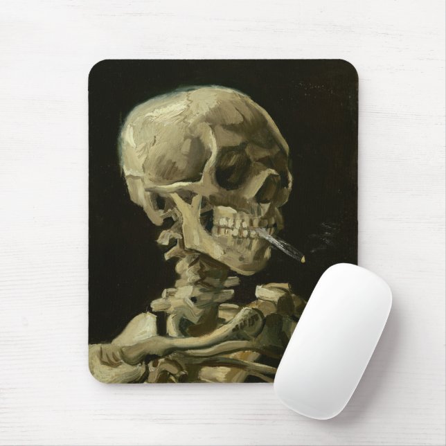 Skelett mit brennender Zigarette | Van Gogh Mousepad (Mit Mouse)