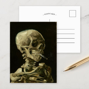 Skelett mit brennender Zigarette   Van Gogh Postkarte