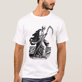 Skelett mit der Sense am Meer T-Shirt