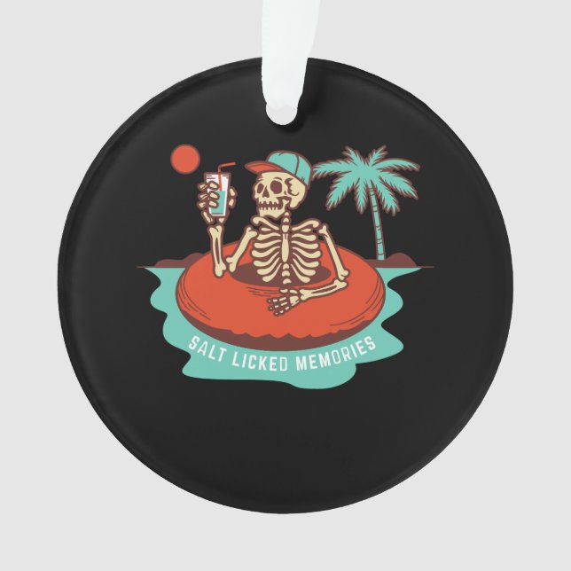 Skelett Mit einem Cocktail auf einem Ornament (Vorderseite)
