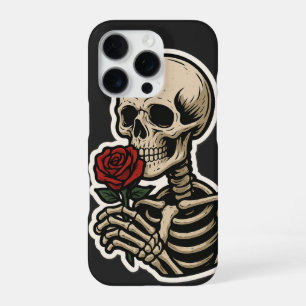 Skelett mit einer Rose – Künstlerischer Gothic-Auf iPhone 16 Pro Hülle