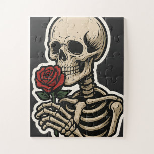 Skelett mit einer Rose - Sticker für künstlerisch-