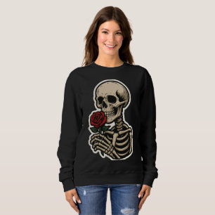 Skelett mit einer Rose - Sticker für künstlerisch- Sweatshirt