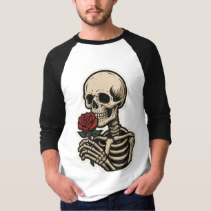 Skelett mit einer Rose - Sticker für künstlerisch- T-Shirt
