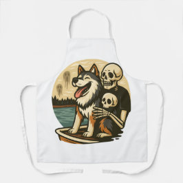 Skelett mit Hund auf einem gespenstischen See Horr Schürze
