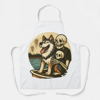 Skelett mit Hund auf einem gespenstischen See Horr Schürze