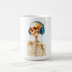 Skelett mit Kopfhörern Kaffeetasse
