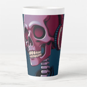 Skelett mit Kopfhörern Milchtasse