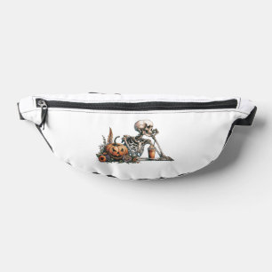 Skelett mit Kürbis und trinken. Halloween Bauchtasche