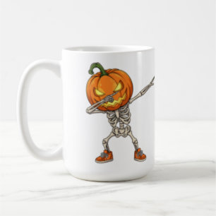 Skelett mit Pumpkin Head Dab Dance Halloween Kaffeetasse