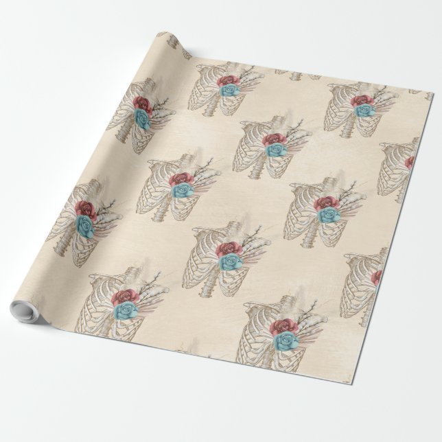 Skelett mit Rose Geschenkpapier (Ungerollt)