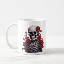 Skelett mit Rote Rosen Kaffeetasse