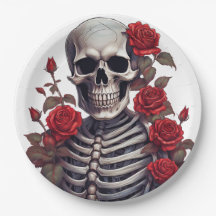 Skelett mit Rote Rosen