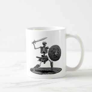 Skelett mit Schwert und Schild Kaffeetasse