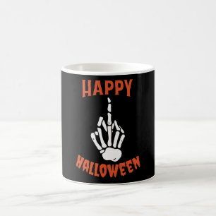 Skelett Mittelfinger Frohes Halloween Kaffeetasse