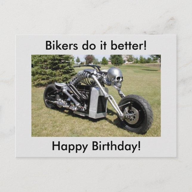 Skelett Motorrad Geburtstagskarte Postkarte (Vorderseite)