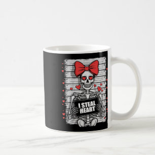 Skelett-Mugshot Ich stehle Herzen Skelett Valentin Kaffeetasse