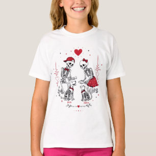 Skelett-Paar füttert Hund und Katze T-Shirt