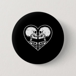 Skelett-Paar-Herz-Halloween-Gruselige-Knochen-Schä Button