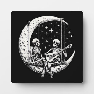 Skelett-Paar-Mond-Gitarre Fotoplatte