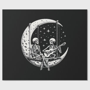 Skelett-Paar-Mond-Gitarre Geschenkpapier