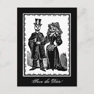 Skelett-Paar (Save The Date) - Postkarte