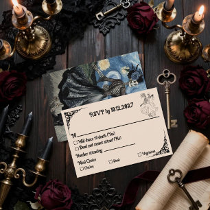 Skelett-Paar Sternennacht Van Gogh Gothic RSVP Karte
