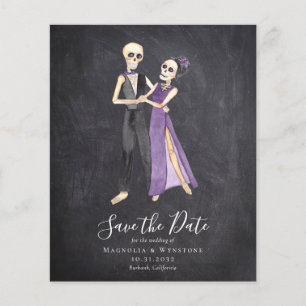 Skelett-Pärchen auf der Tafel Halloween Save the D