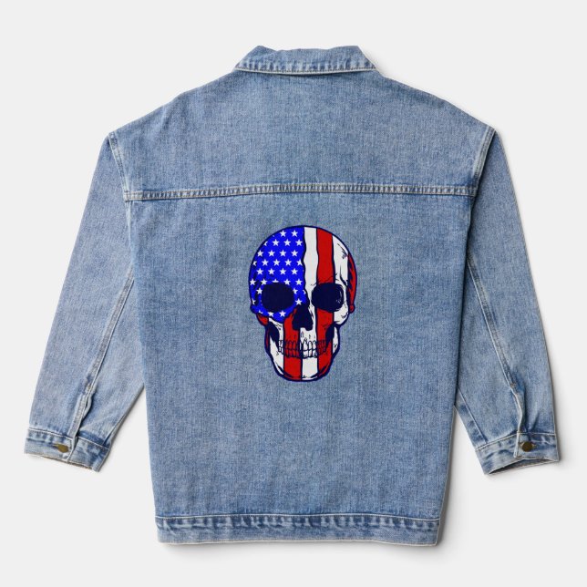 Skelett patriotisch jeansjacke (Rückseite)