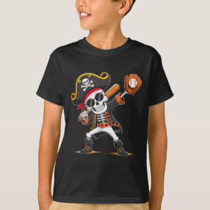 Skelett-Pirat-Halloween-Kostüm Baseballspieler T-Shirt