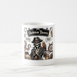Skelett-Piratenkapitän Vintage-Comic Kaffeetasse