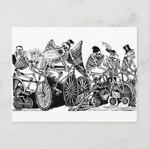 Skelett-Radfahrer von José Guadalupe Posada Postkarte