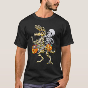 Skelett-Reit-Mumie-Dinosaurier-Rex-Halloween-Kürbi T-Shirt