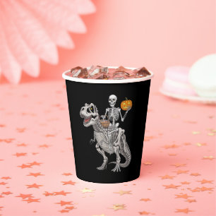 Skelett-Reit-Mumie-Dinosaurier-T-Rex-Halloween Pappbecher