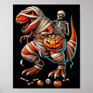 Skelett-Reit-Mumien-Dinosaurier-T-Rex-Kind-Junge-l Poster
