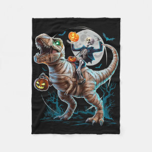 Skelett-Reit-Mumien-Kürbis-T-Rex-Dinosaurier-Lusti Fleecedecke