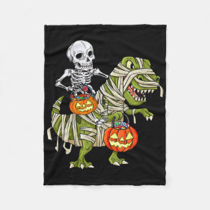 Skelett-Reitende-Mumie-Dinosaurier-T-Rex-Halloween Fleecedecke