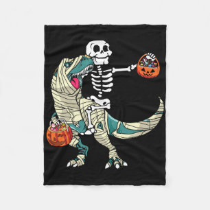 Skelett-Reitende-Mumie-Dinosaurier-T-Rex-Halloween Fleecedecke